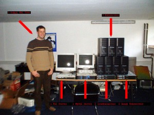 Manuel Kiessling in front of the very first MyHammer FAI server cluster